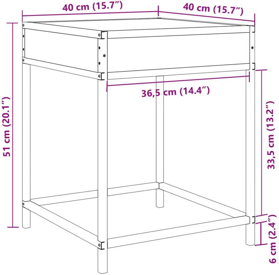 Kavos staliukas su Infinity LED lemputėmis, ąžuolo, 40x40x51cm