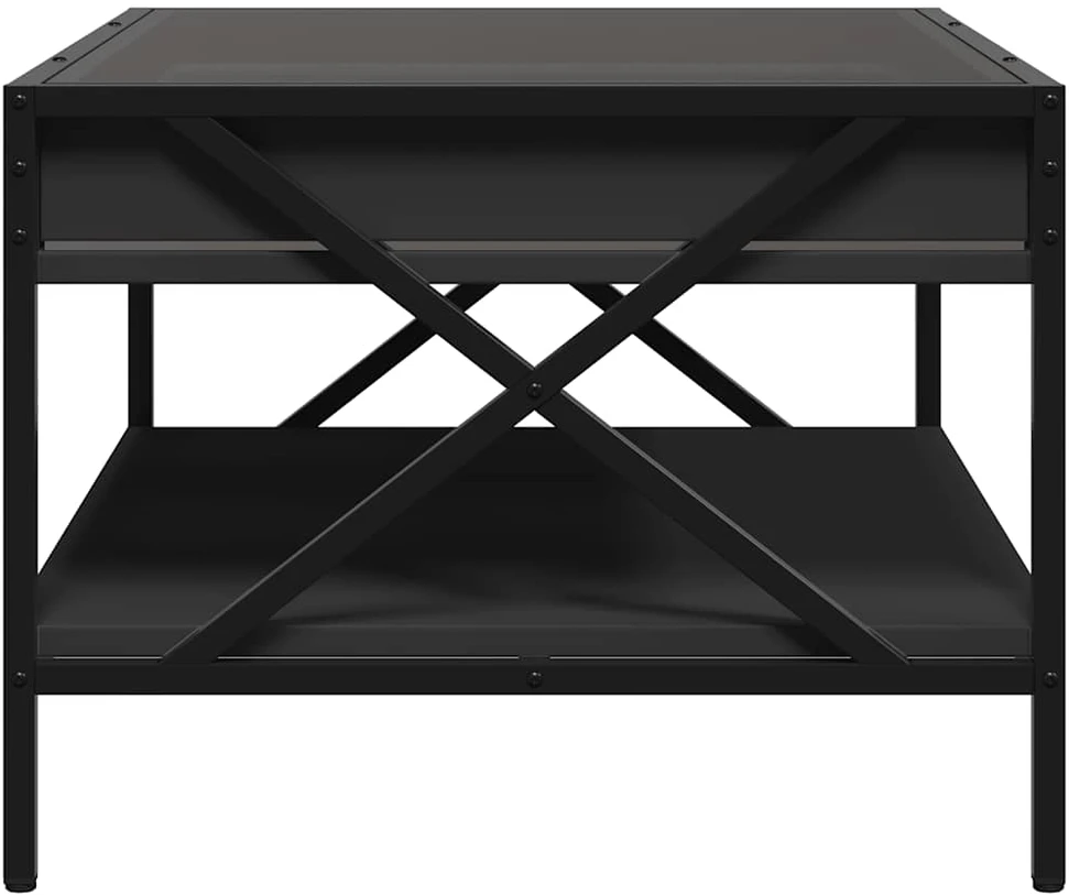 Kavos staliukas su Infinity LED lemputėmis, juodas, 70x50x38cm
