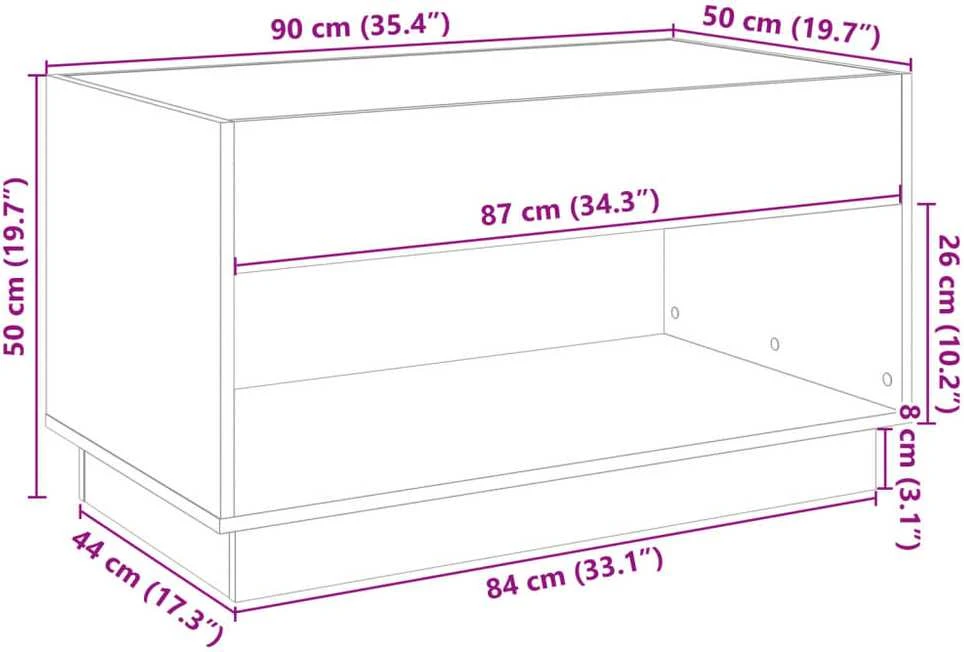 Kavos staliukas su Infinity LED lemputėmis, rudas, 90x50x50cm