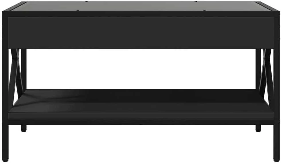 Kavos staliukas su Infinity LED lemputėmis, juodas, 70x50x38cm
