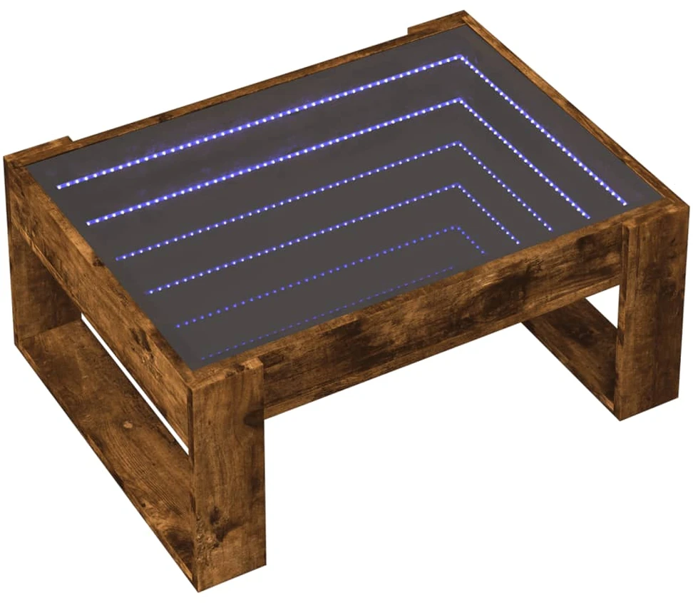 Kavos staliukas su Infinity LED lemputėmis, dūminis, 70x53x30cm
