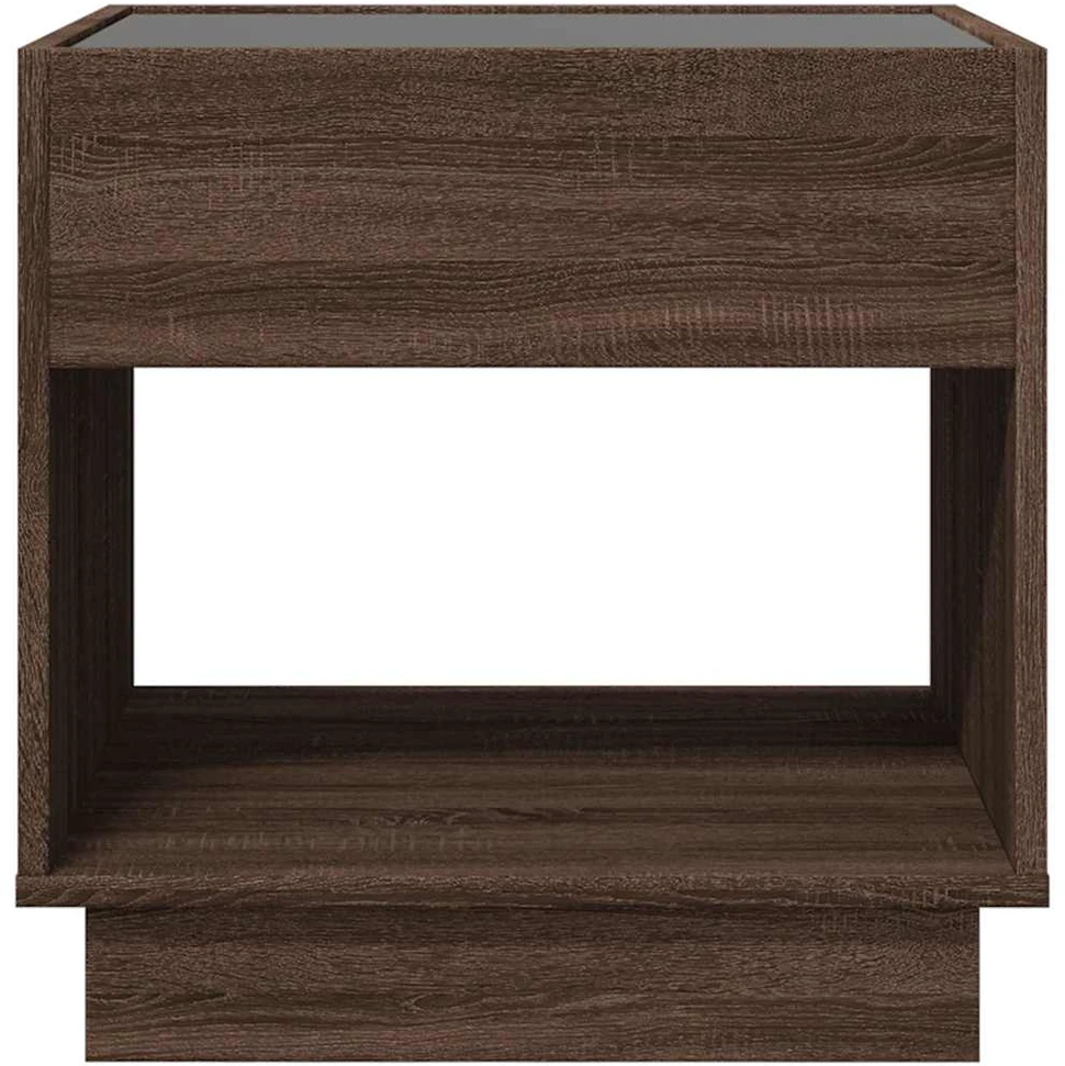 Kavos staliukas su Infinity LED lemputėmis, rudas, 50x50x50cm