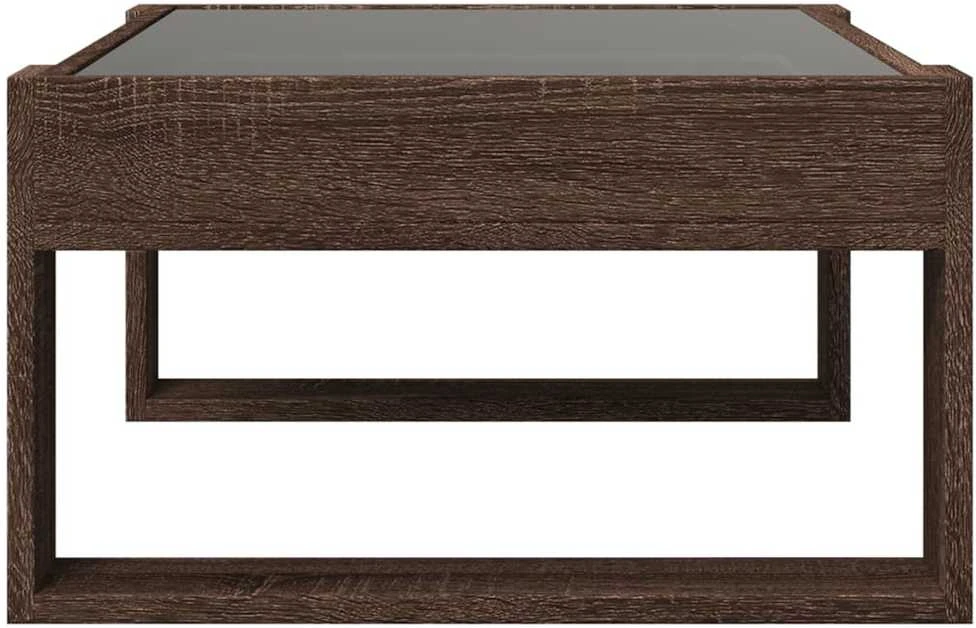 Kavos staliukas su Infinity LED lemputėmis, rudas, 70x53x30cm