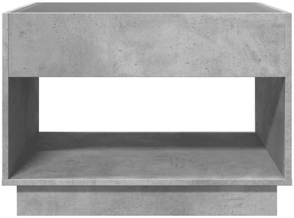 Kavos staliukas su Infinity LED lemputėmis, betono, 70x50x50cm