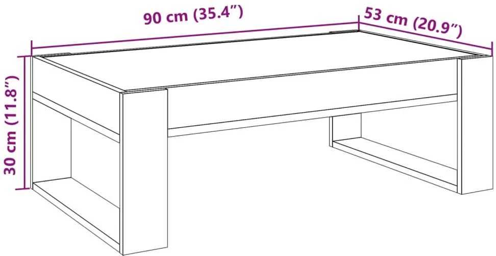 Kavos staliukas su Infinity LED lemputėmis, ąžuolo, 90x53x30cm