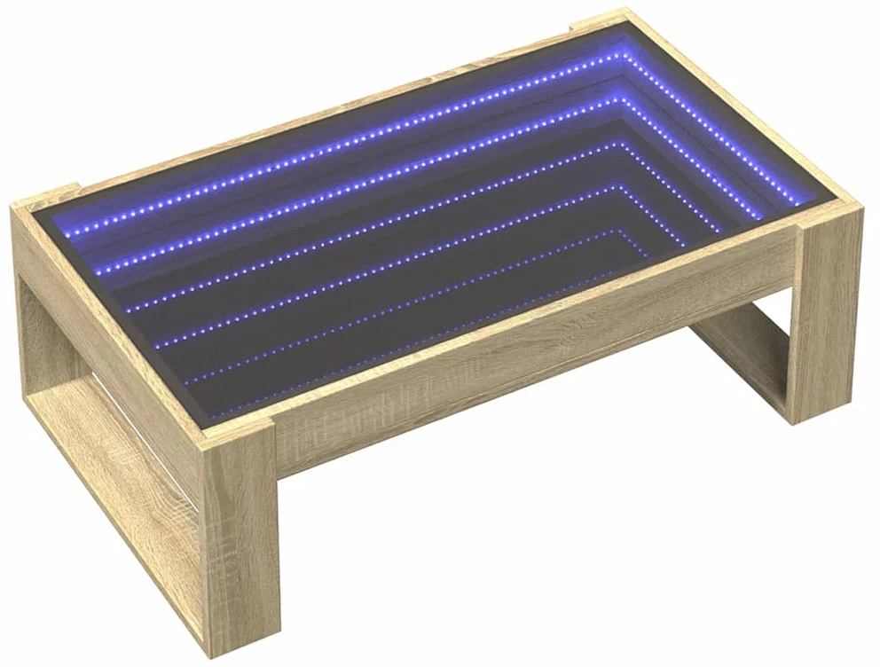 Kavos staliukas su Infinity LED lemputėmis, ąžuolo, 90x53x30cm