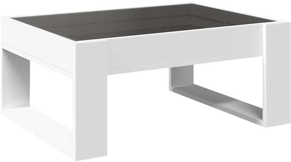 Kavos staliukas su Infinity LED lemputėmis, baltas, 70x53x30cm