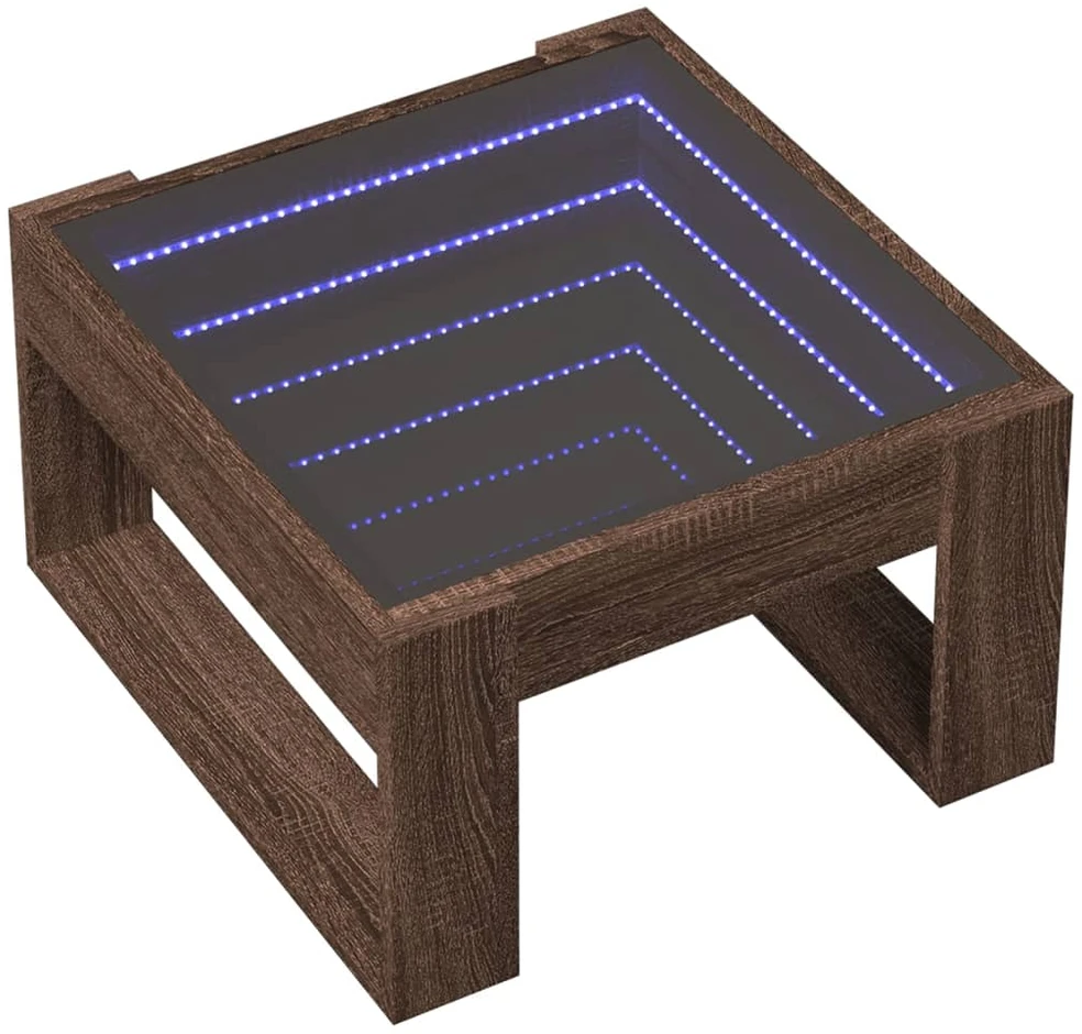 Kavos staliukas su Infinity LED lemputėmis, rudas, 50x53x30cm