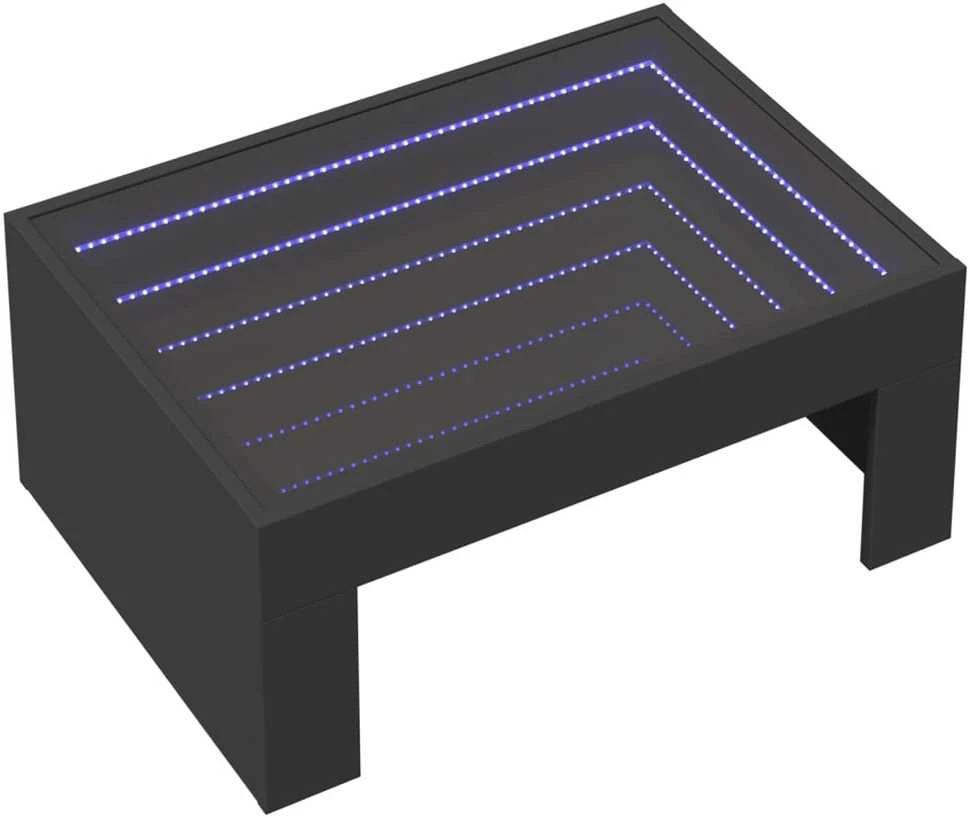 Kavos staliukas su Infinity LED lemputėmis, juodas, 70x50x30cm