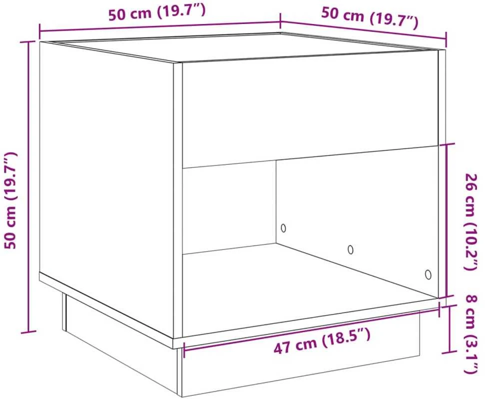 Kavos staliukas su Infinity LED lemputėmis, dūminis, 50x50x50cm