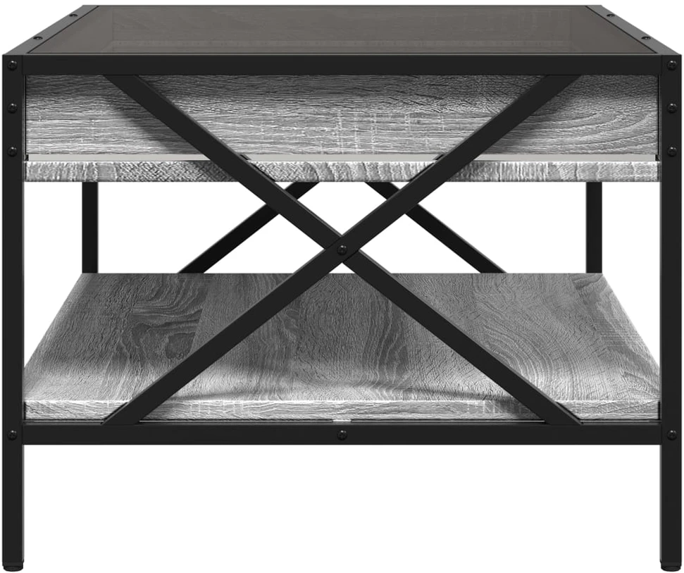 Kavos staliukas su Infinity LED lemputėmis, pilkas, 70x50x38cm