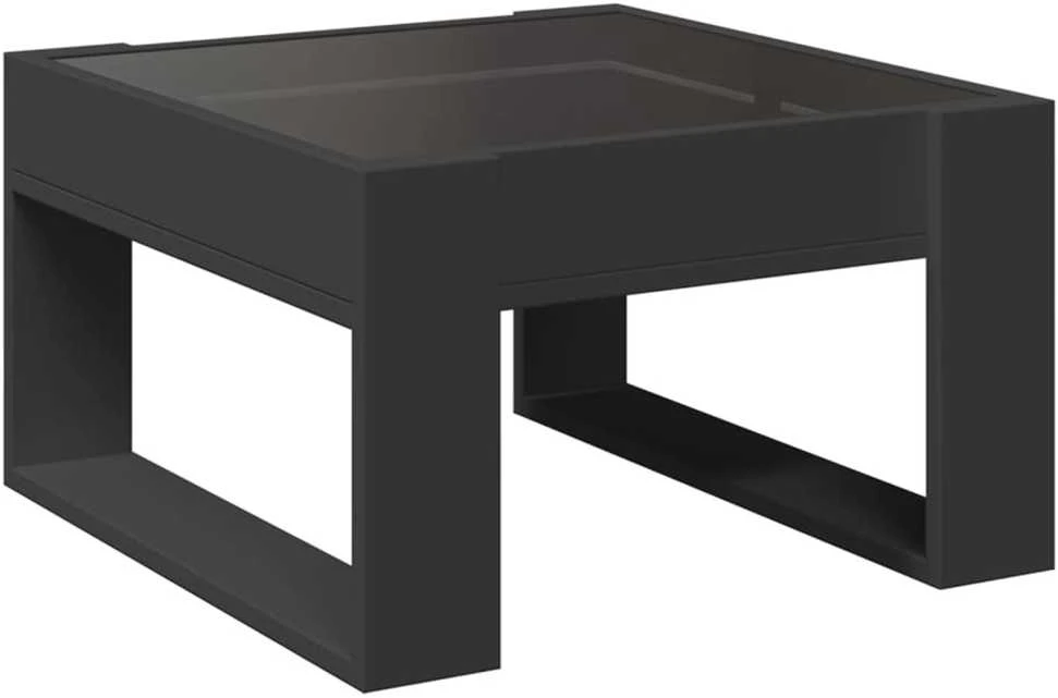 Kavos staliukas su Infinity LED lemputėmis, juodas, 50x53x30cm
