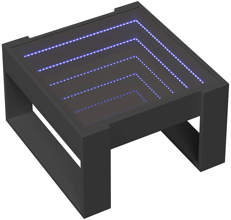 Kavos staliukas su Infinity LED lemputėmis, juodas, 50x53x30cm