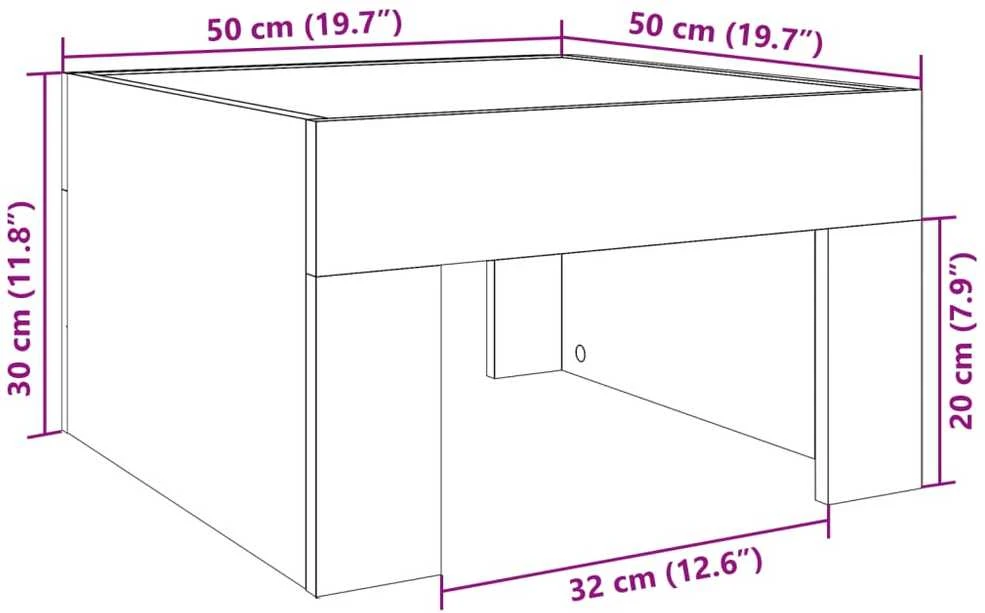 Kavos staliukas su Infinity LED lemputėmis, rudas, 50x50x30cm