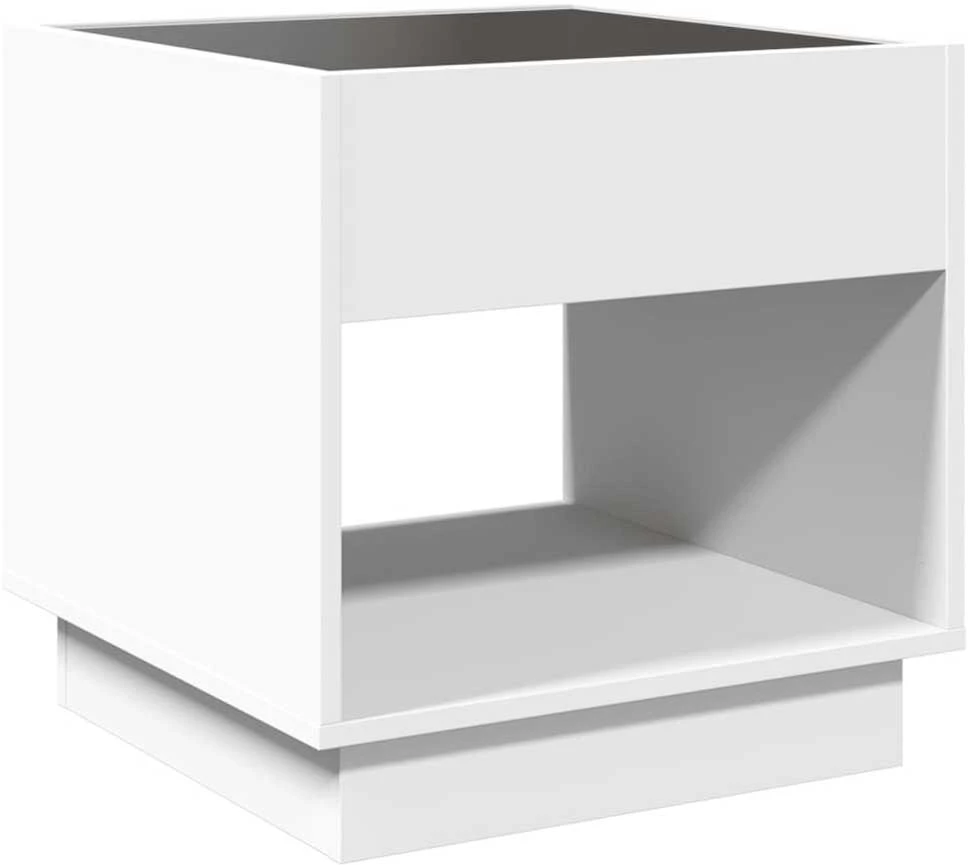 Kavos staliukas su Infinity LED lemputėmis, baltas, 50x50x50cm