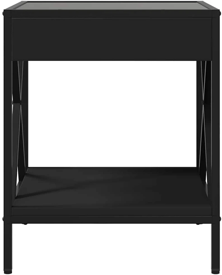 Kavos staliukas su Infinity LED lemputėmis, juodas, 40x40x49cm