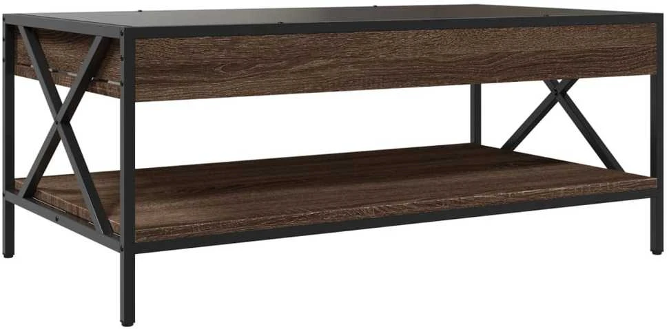 Kavos staliukas su Infinity LED lemputėmis, rudas, 90x50x38cm