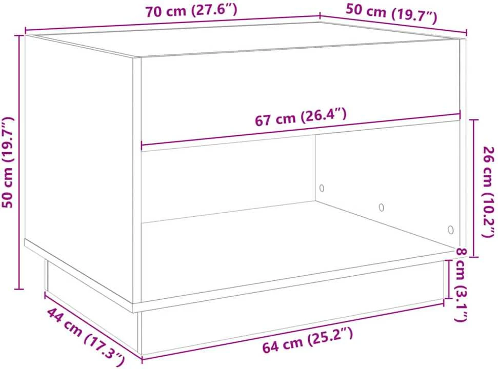 Kavos staliukas su Infinity LED lemputėmis, juodas, 70x50x50cm