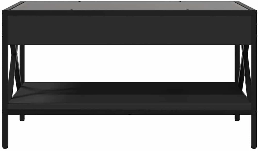 Kavos staliukas su Infinity LED lemputėmis, juodas, 70x50x38cm