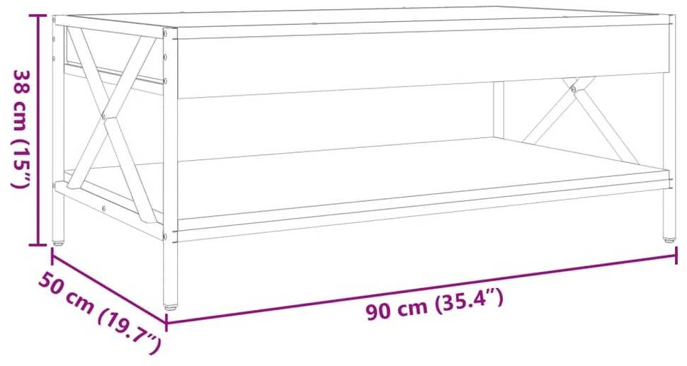 Kavos staliukas su Infinity LED lemputėmis, rudas, 90x50x38cm