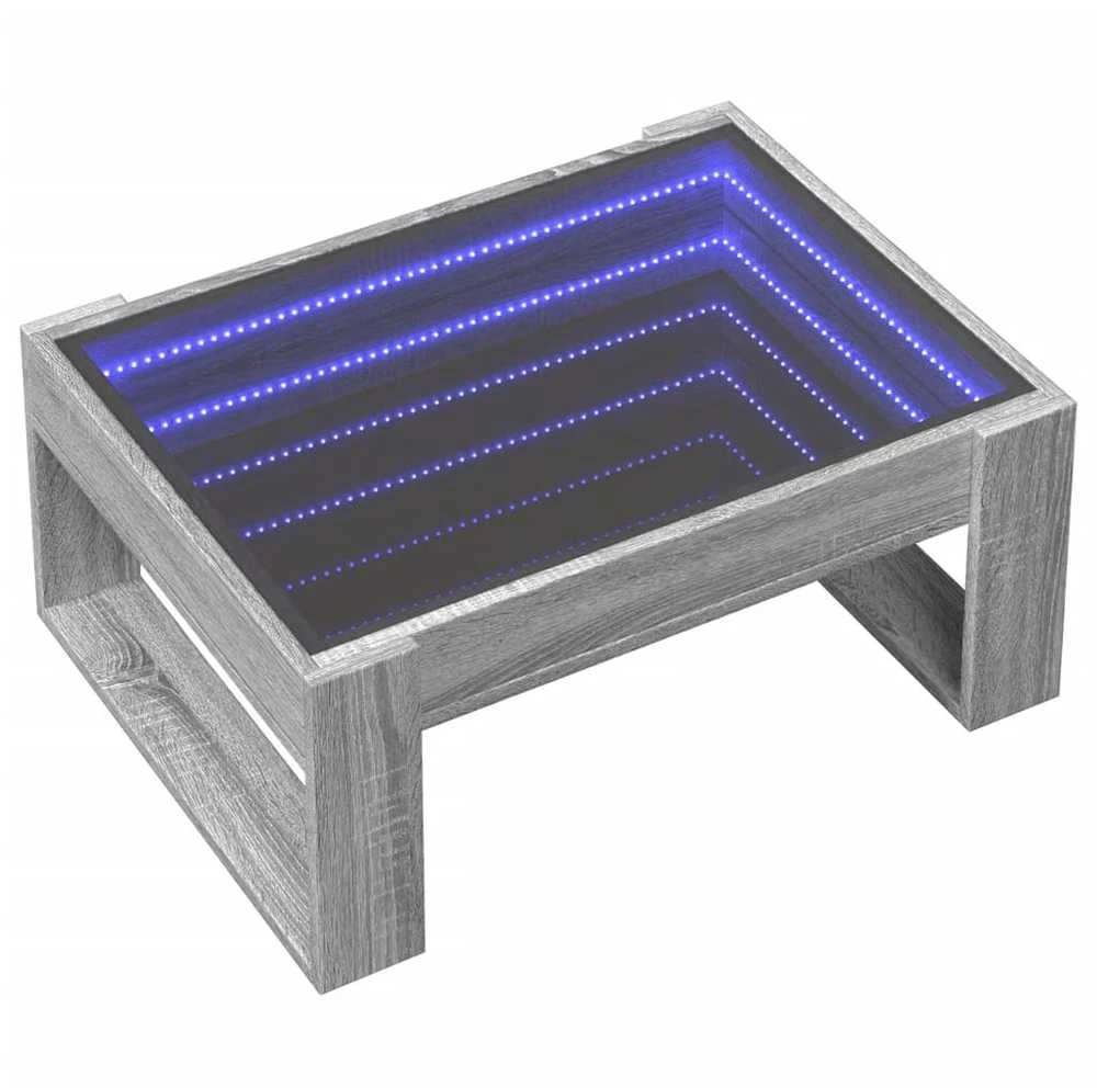 Kavos staliukas su Infinity LED lemputėmis, pilkas, 70x53x30cm