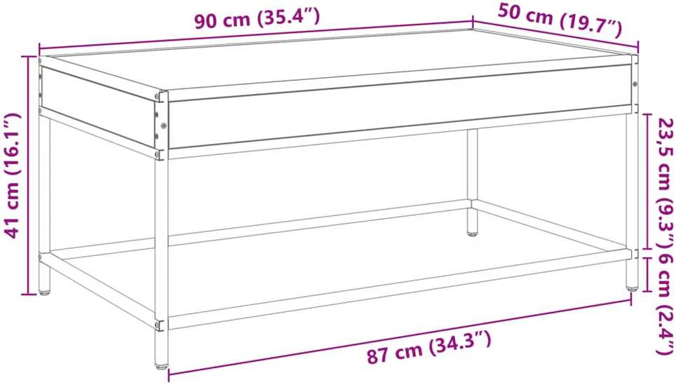 Kavos staliukas su Infinity LED lemputėmis, ąžuolo, 90x50x41cm