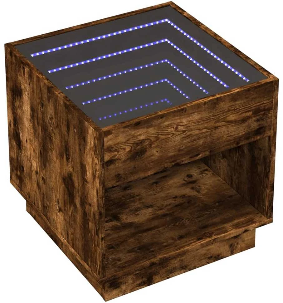 Kavos staliukas su Infinity LED lemputėmis, dūminis, 50x50x50cm