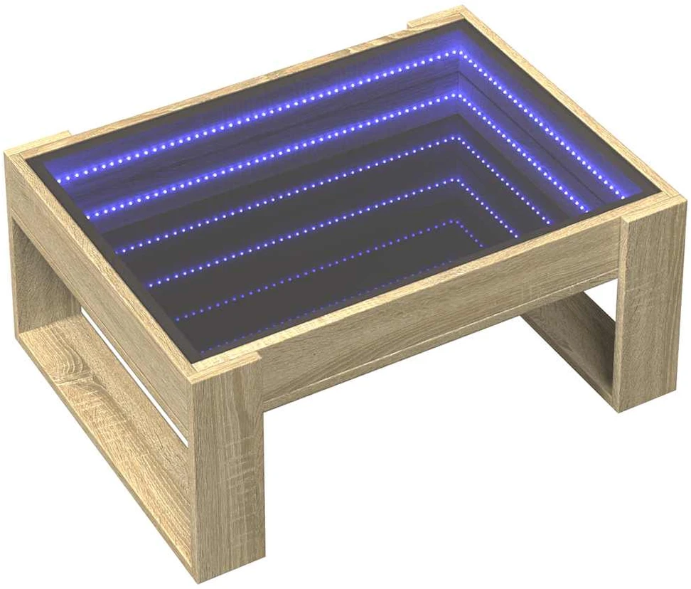 Kavos staliukas su Infinity LED lemputėmis, ąžuolo, 70x53x30cm