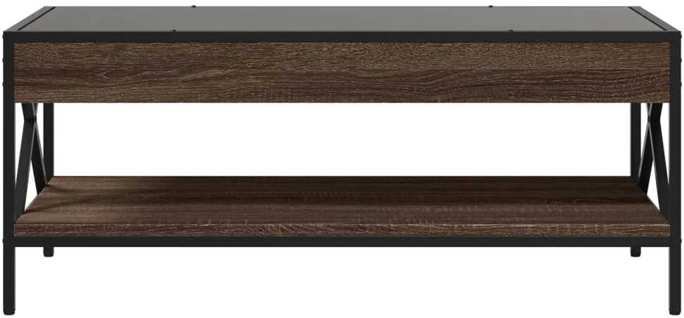Kavos staliukas su Infinity LED lemputėmis, rudas, 90x50x38cm