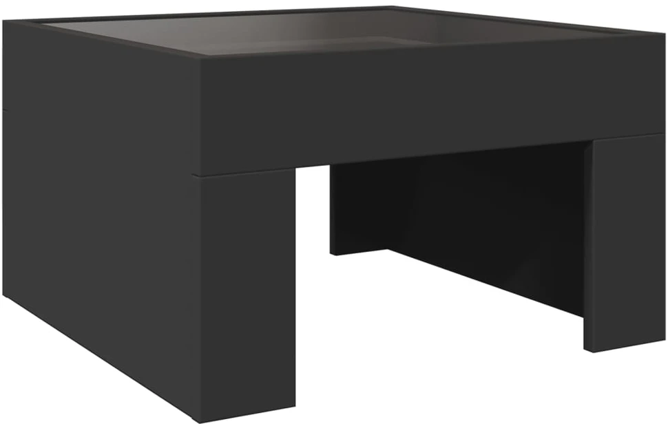 Kavos staliukas su Infinity LED lemputėmis, juodas, 50x50x30cm