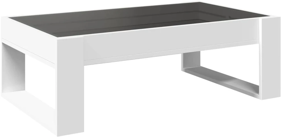 Kavos staliukas su Infinity LED lemputėmis, baltas, 90x53x30cm