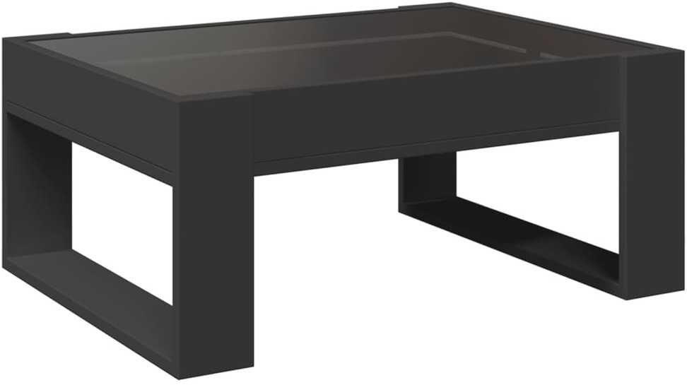 Kavos staliukas su Infinity LED lemputėmis, juodas, 70x53x30cm