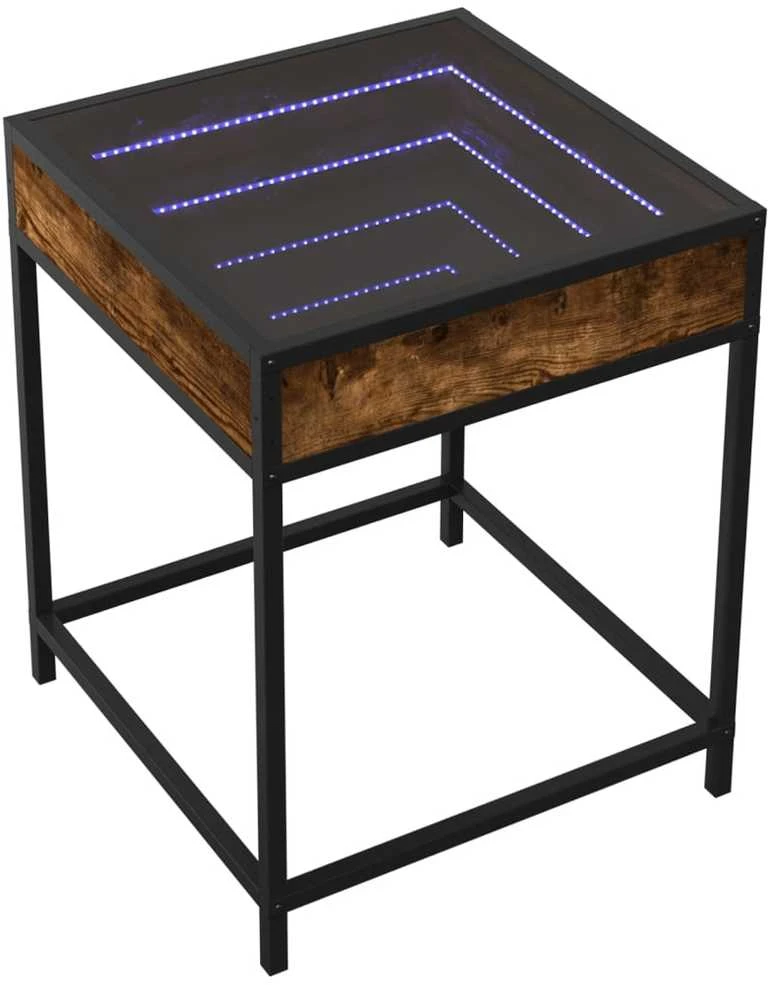 Kavos staliukas su Infinity LED lemputėmis, dūminis, 40x40x51cm