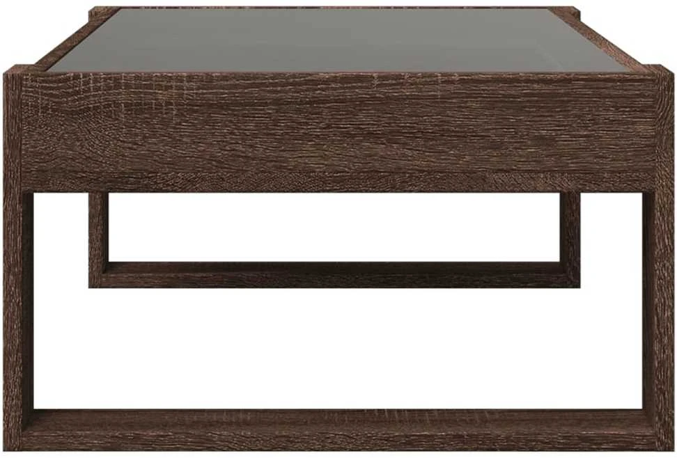 Kavos staliukas su Infinity LED lemputėmis, rudas, 90x53x30cm