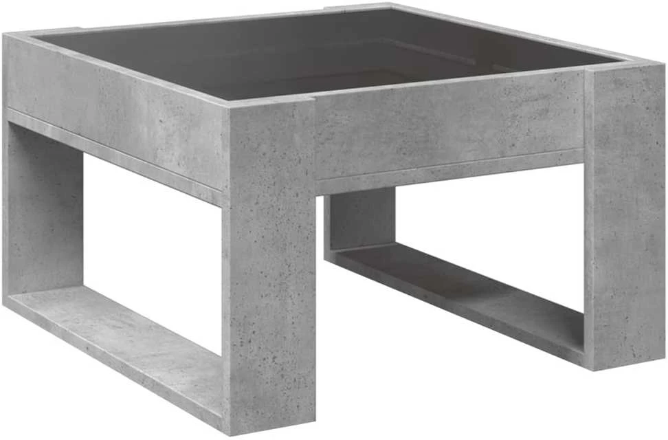 Kavos staliukas su Infinity LED lemputėmis, betono, 50x53x30cm