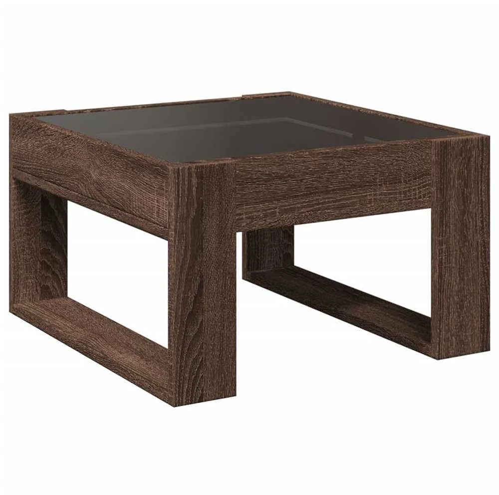 Kavos staliukas su Infinity LED lemputėmis, rudas, 50x53x30cm