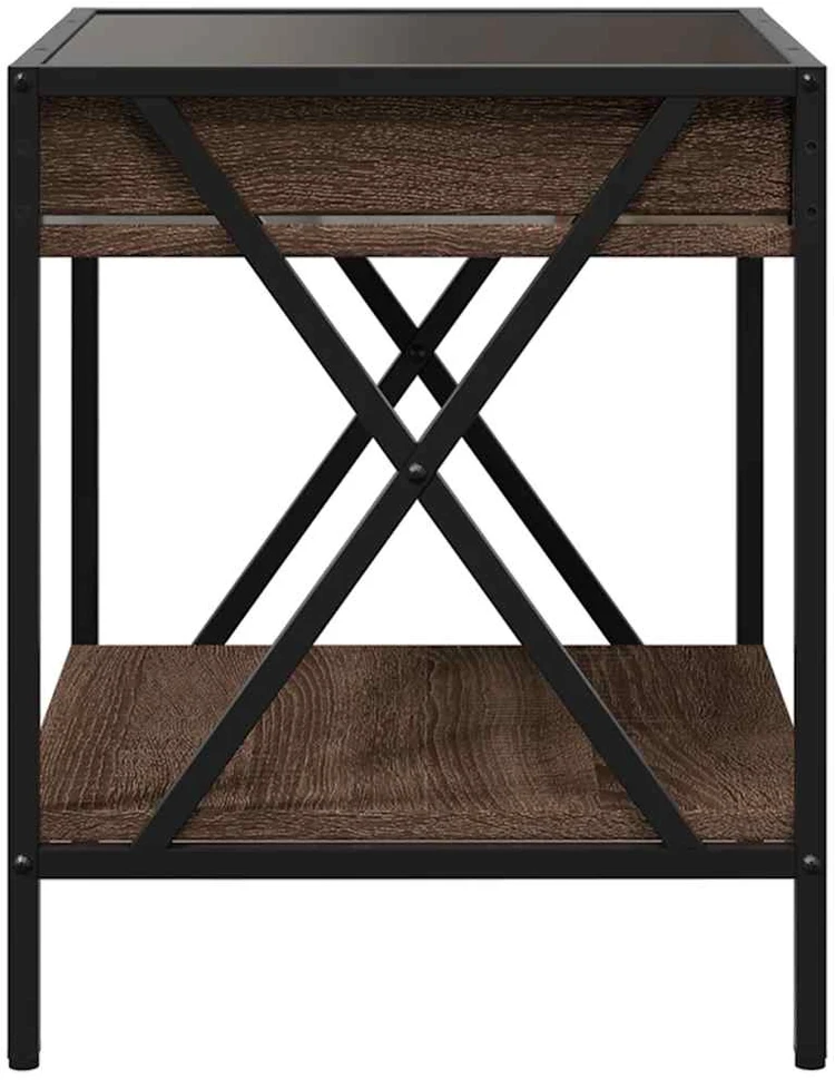 Kavos staliukas su Infinity LED lemputėmis, rudas, 40x40x49cm