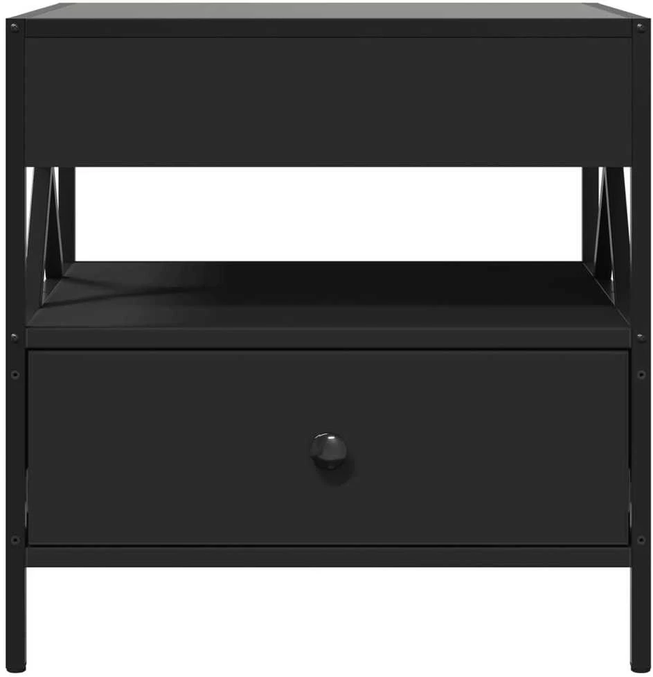 Kavos staliukas su Infinity LED lemputėmis, juodas, 50x50x51cm