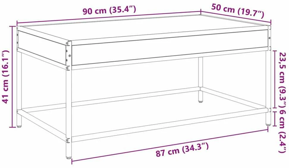 Kavos staliukas su Infinity LED lemputėmis, rudas, 90x50x41cm