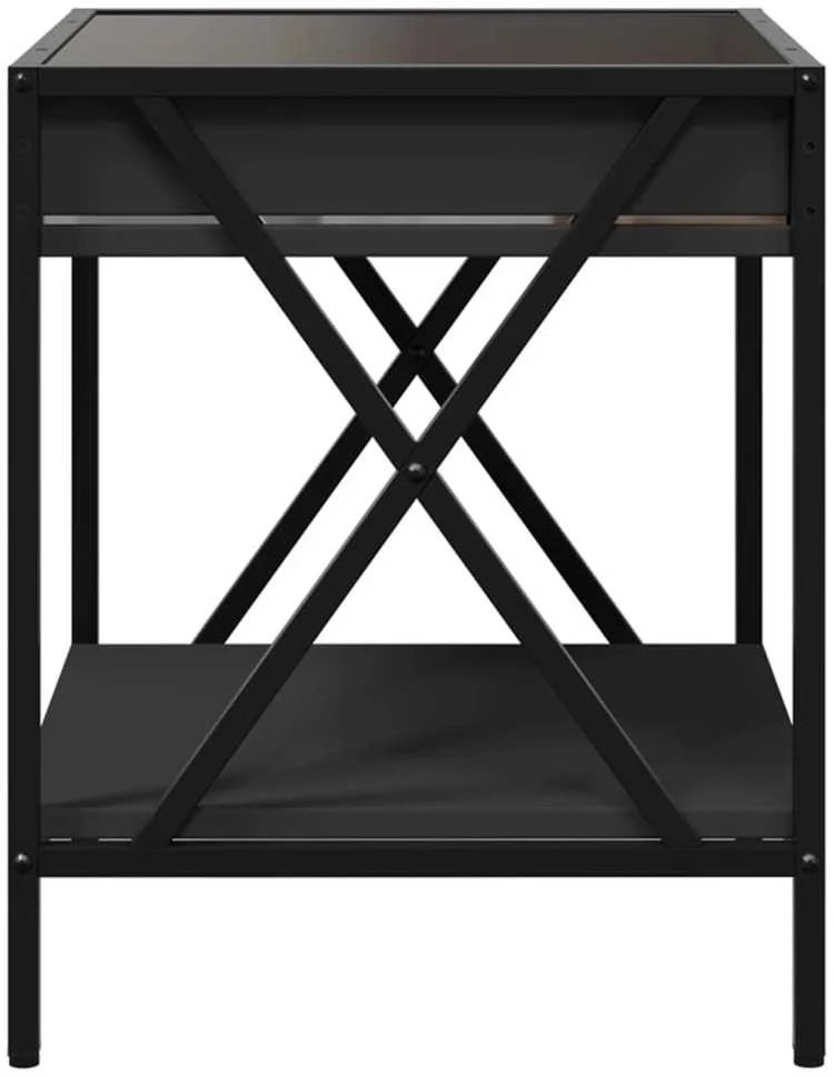 Kavos staliukas su Infinity LED lemputėmis, juodas, 40x40x49cm