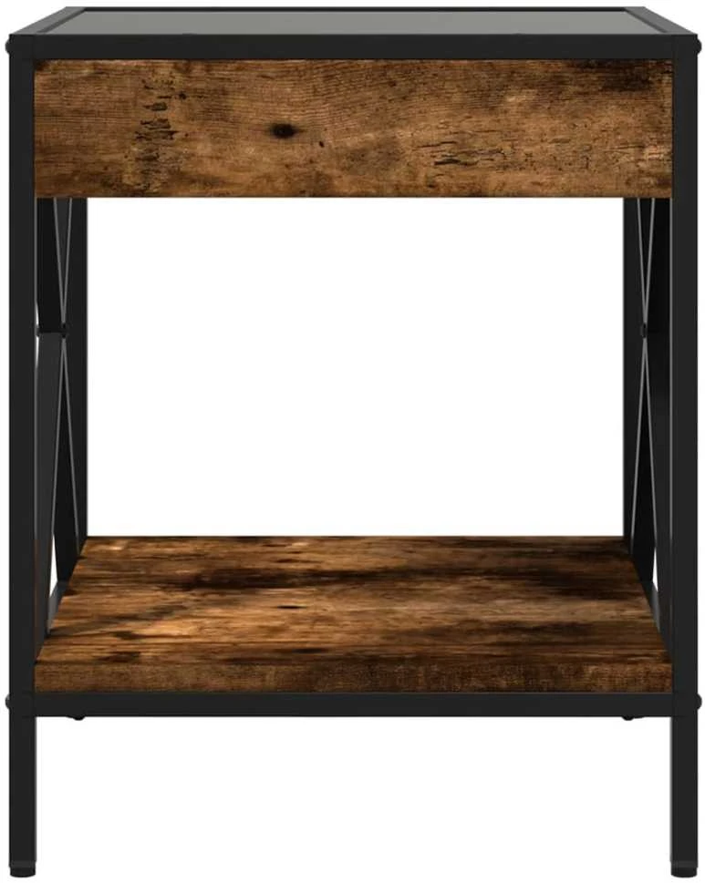 Kavos staliukas su Infinity LED lemputėmis, dūminis, 40x40x49cm