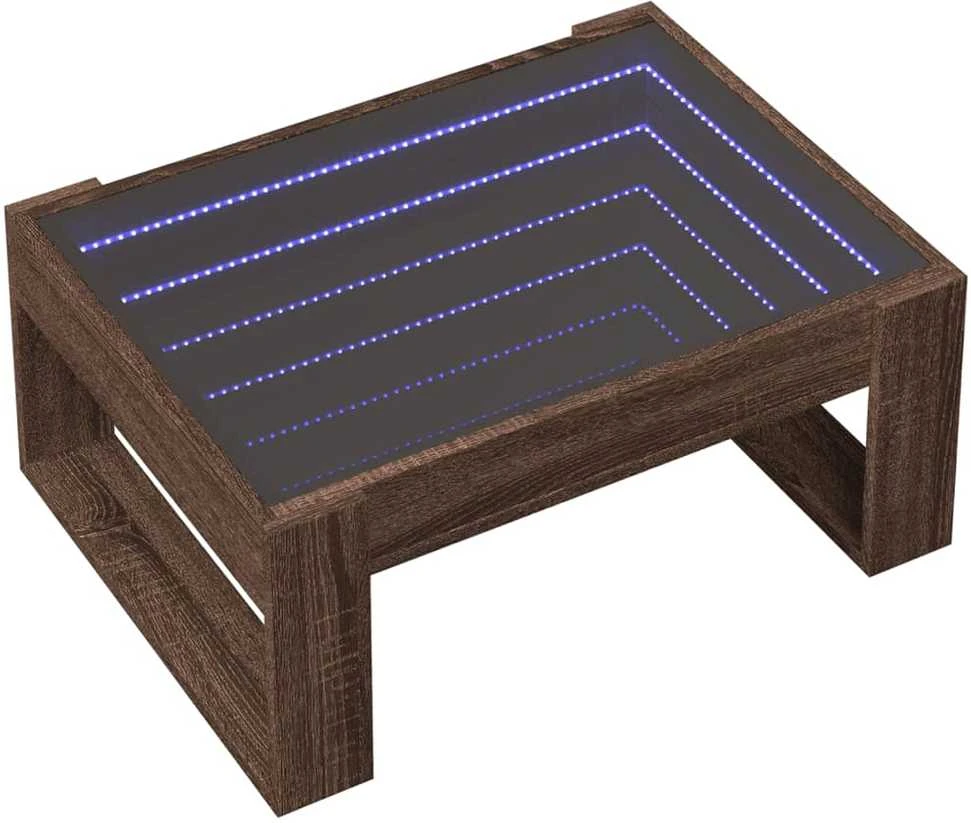 Kavos staliukas su Infinity LED lemputėmis, rudas, 70x53x30cm