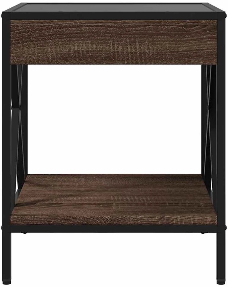 Kavos staliukas su Infinity LED lemputėmis, rudas, 40x40x49cm
