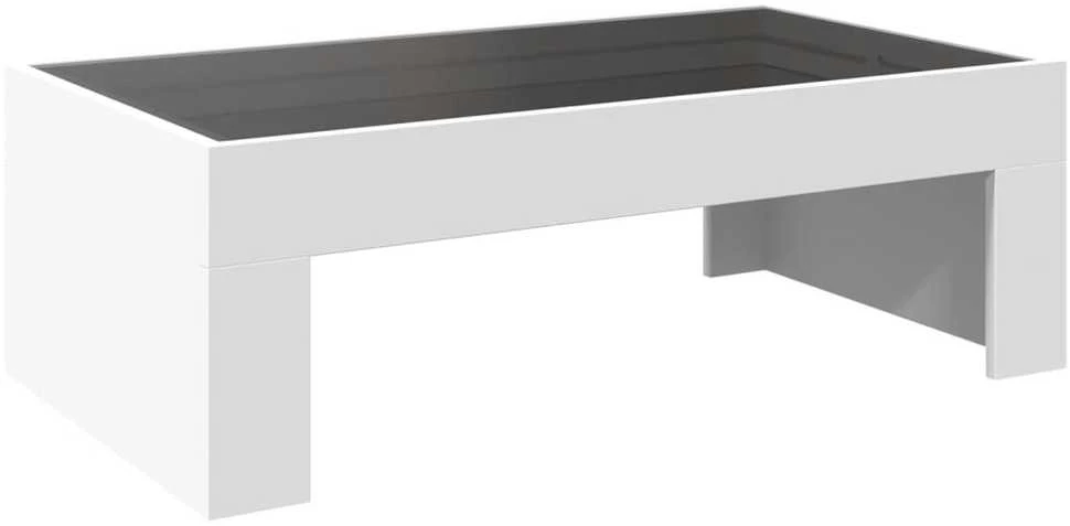 Kavos staliukas su Infinity LED lemputėmis, baltas, 90x50x30cm