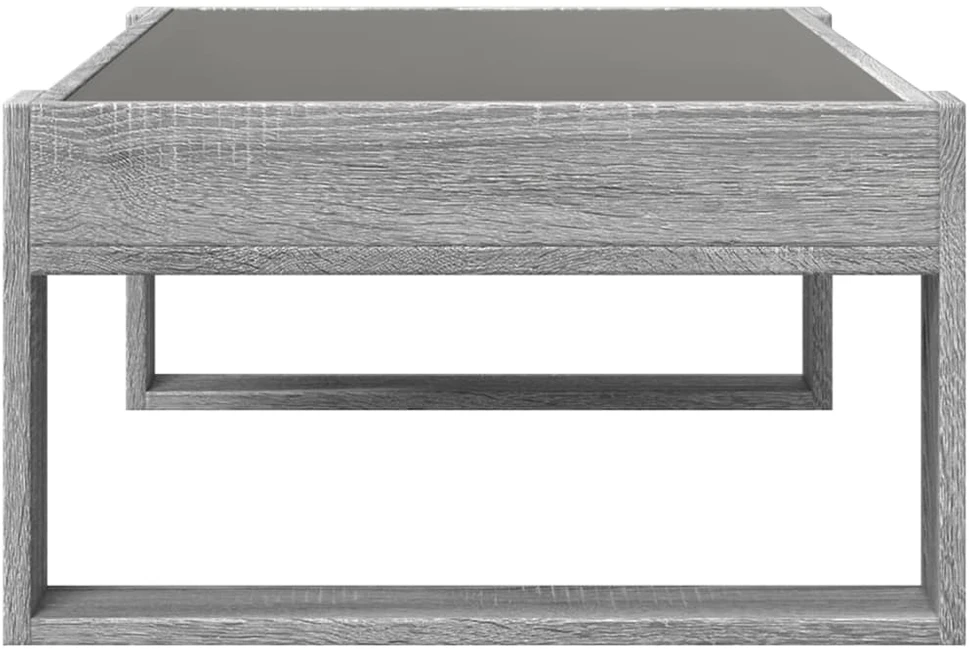 Kavos staliukas su Infinity LED lemputėmis, pilkas, 90x53x30cm