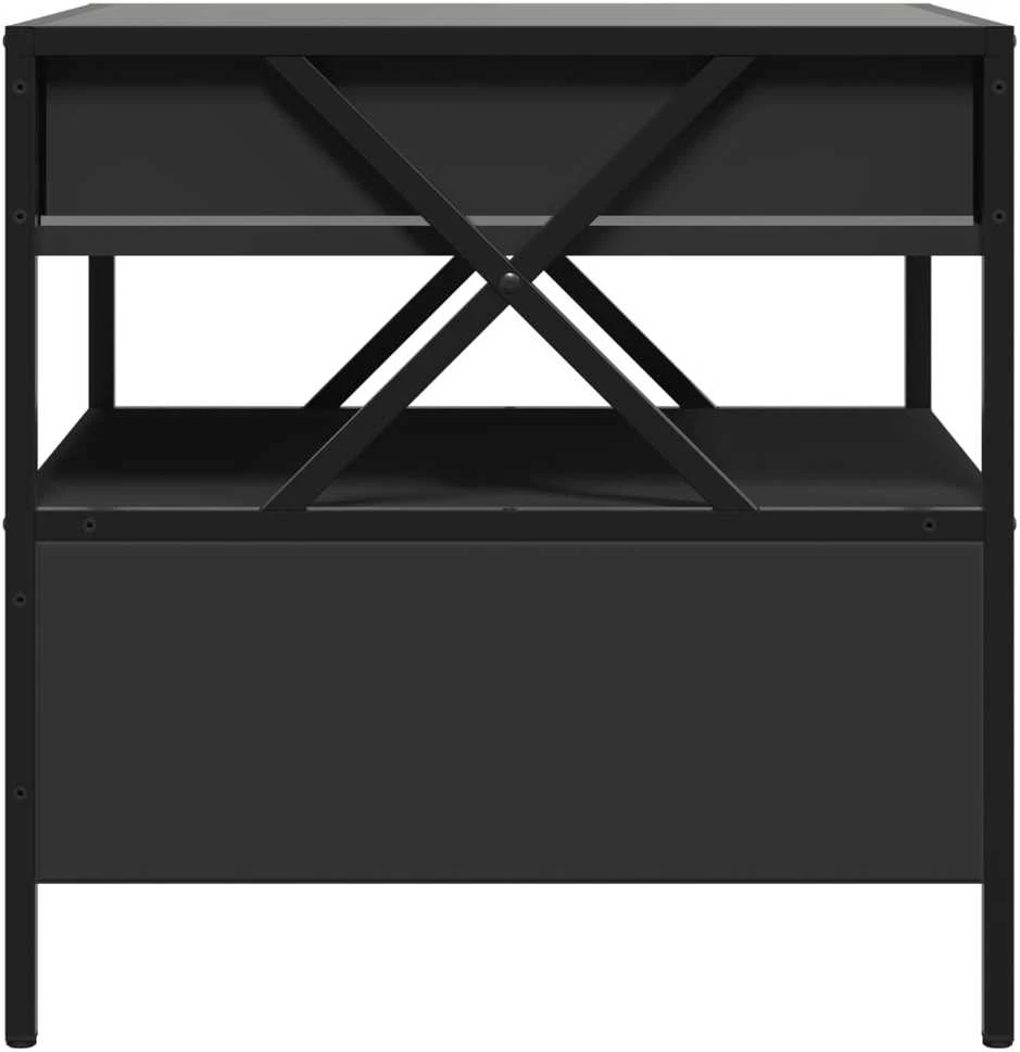 Kavos staliukas su Infinity LED lemputėmis, juodas, 50x50x51cm
