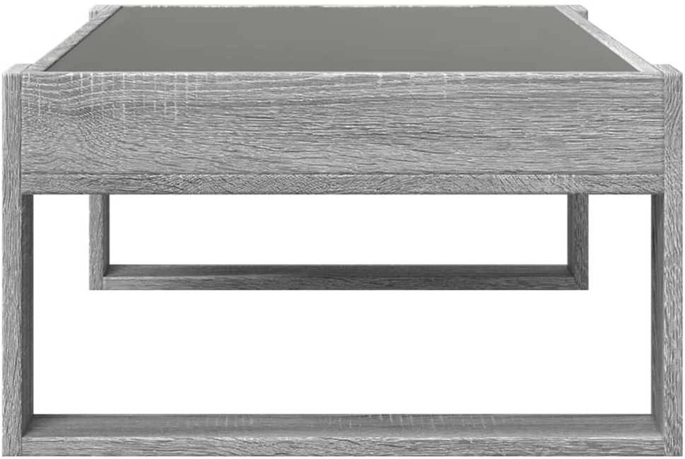 Kavos staliukas su Infinity LED lemputėmis, pilkas, 90x53x30cm