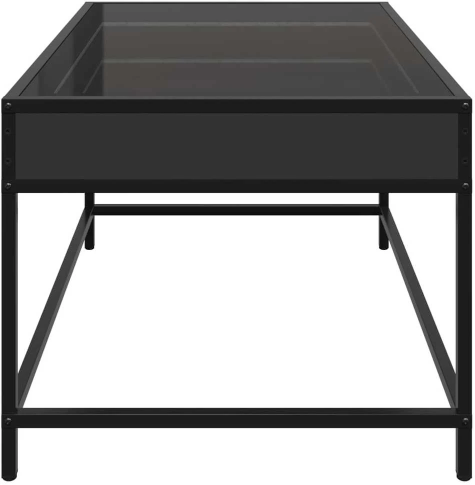Kavos staliukas su Infinity LED lemputėmis, juodas, 70x50x41cm