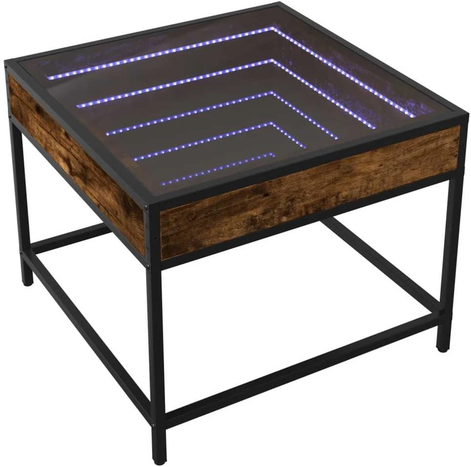 Kavos staliukas su Infinity LED lemputėmis, dūminis, 50x50x41cm