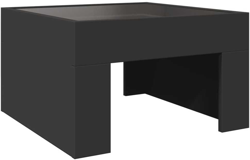Kavos staliukas su Infinity LED lemputėmis, juodas, 50x50x30cm